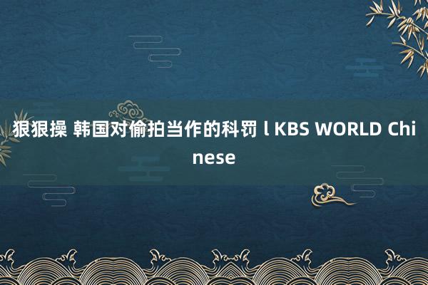 狠狠操 韩国对偷拍当作的科罚 l KBS WORLD Chinese