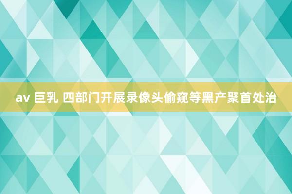 av 巨乳 四部门开展录像头偷窥等黑产聚首处治